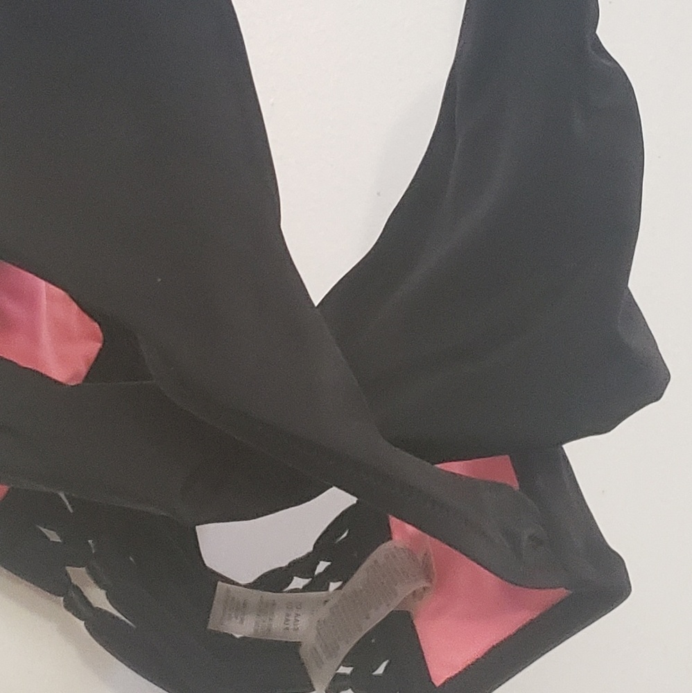 PINK Victoria's Secret Swim Bikini top Size Small Black Pink Preloved Vintage - Picture 6 of 15